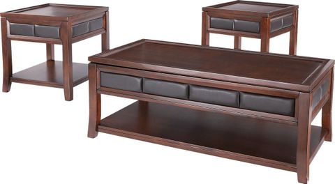 Benton Merlot Dark Wood 3 Pc Table Set | Rooms To Go throughout Discovering the Versatility of Dark Merlot Occasional Table Sets